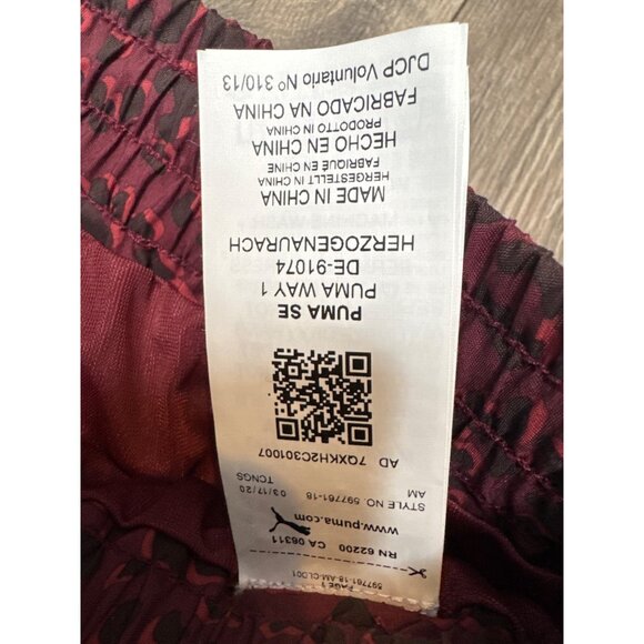 Puma Womens Burgundy Tailored For Sport Track Pants Lg Leopard Print Retro Elast - Picture 6 of 7